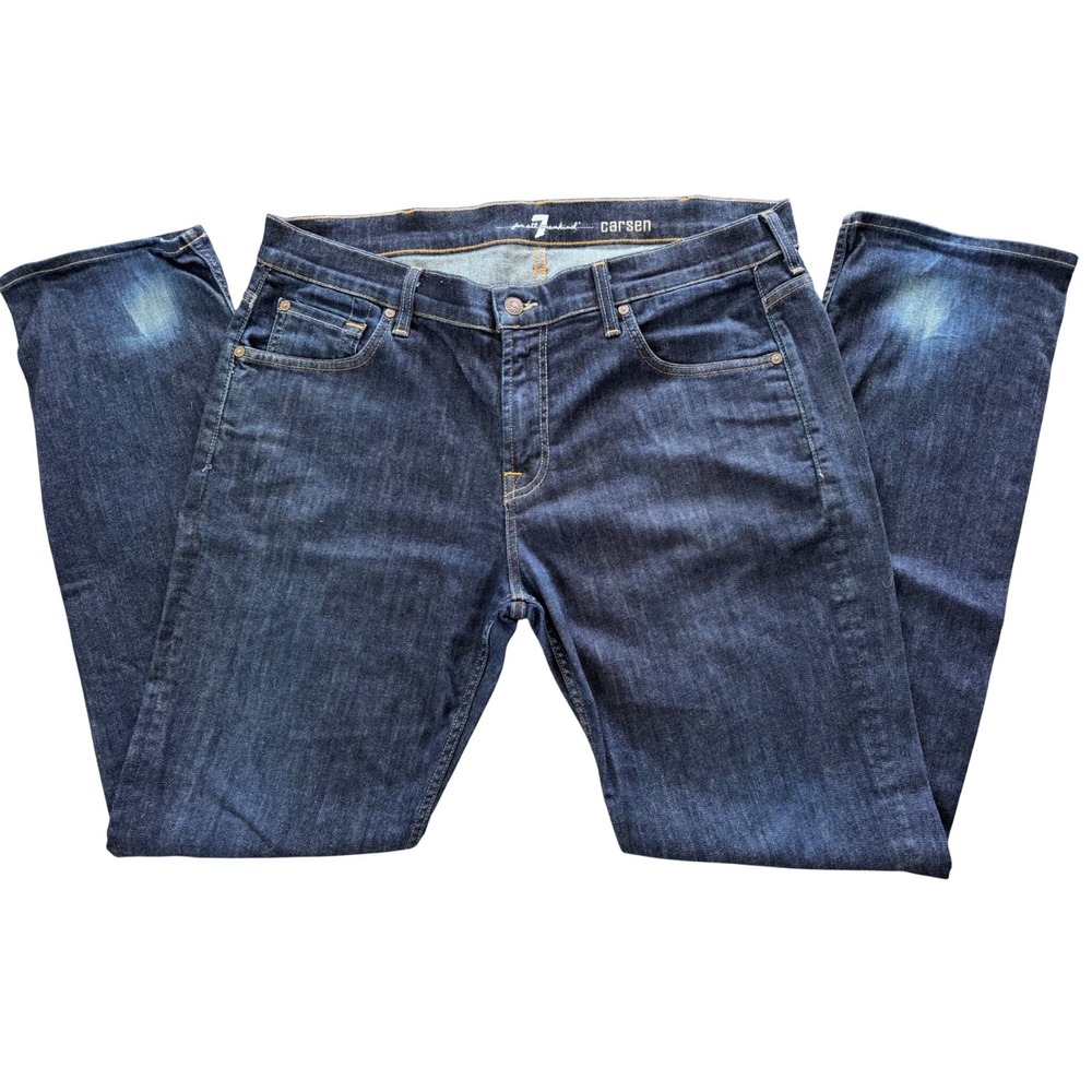 7 For All Mankind Carsen Mens Straight Leg Jeans Dark Wash Size 38‎ Indigo Denim
